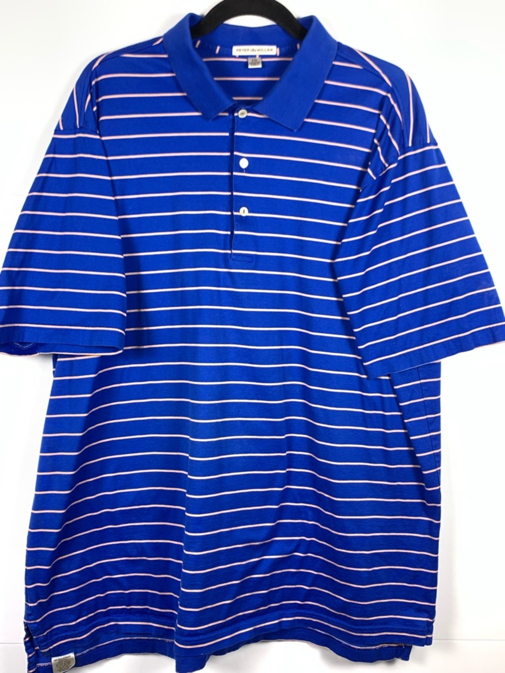 Peter Millar Polo Shirt Mens XXL Blue Stripe Cotton Golf Classic